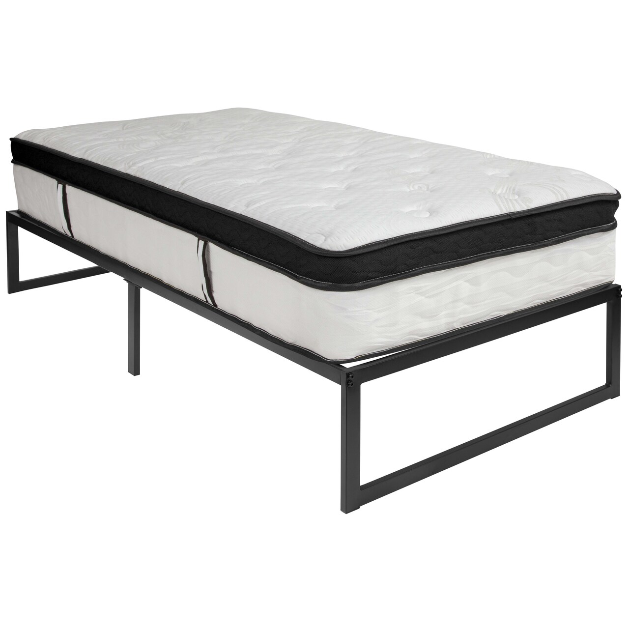 Emma and Oliver 14" Platform Bed Frame & 10" Mattress in a Box - No Box Spring Required
